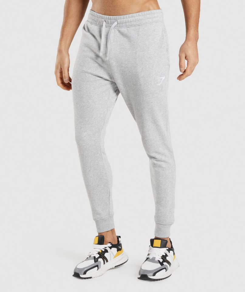 Men\'s Gymshark Crest Jogger Light Grey | NZ 1ABEGV